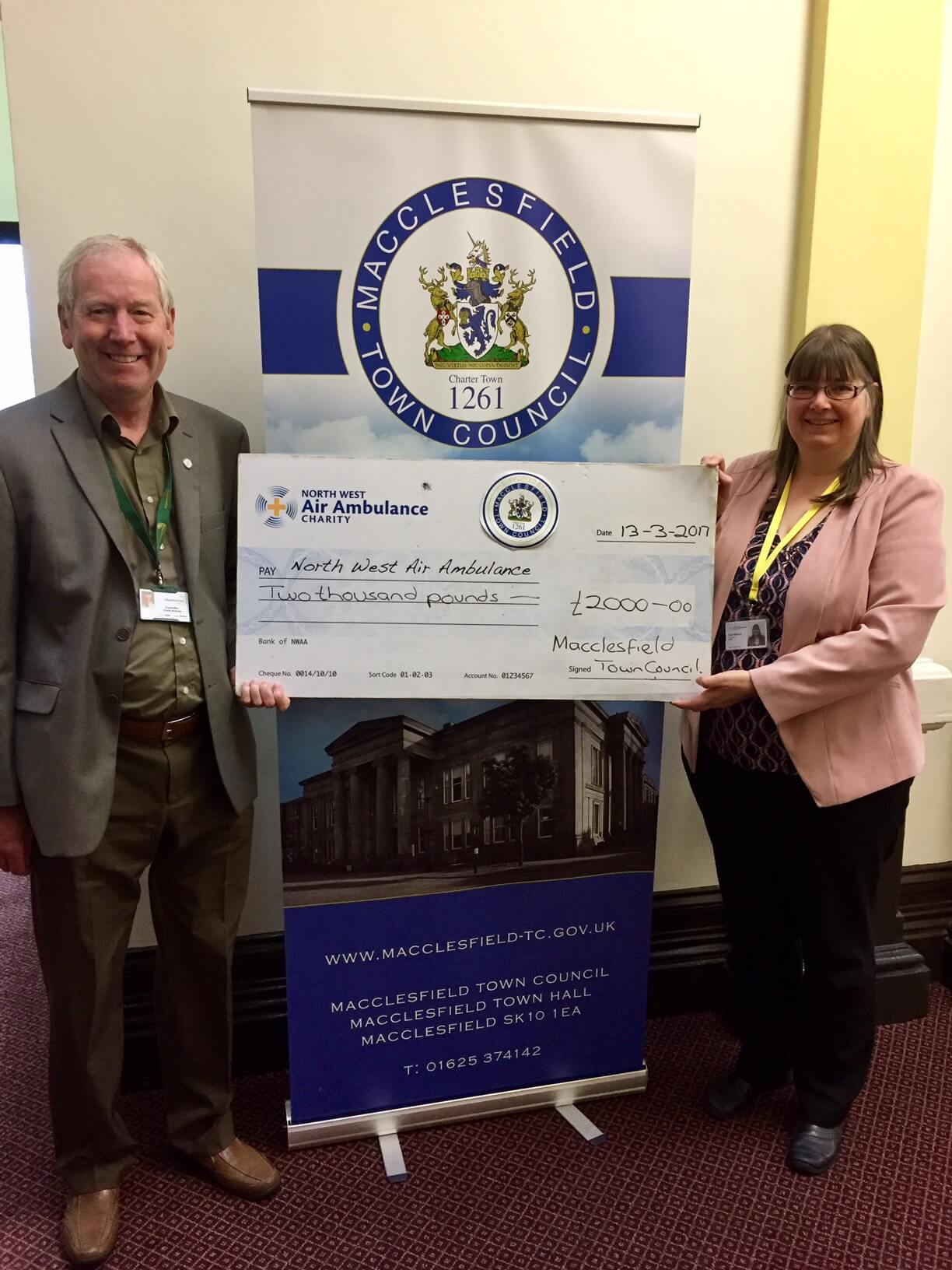 Macclesfield Town Council Grant Cheque Presentation