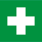 White cross on green background