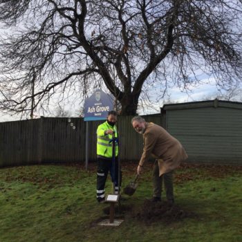 Ranger and Mayor tree planting at Ash Grove Academy