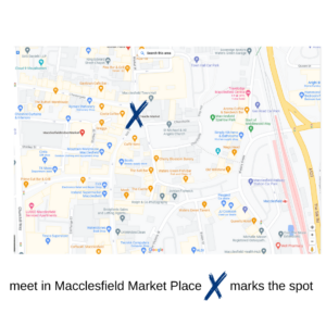 map of the town with an x on Market Place
